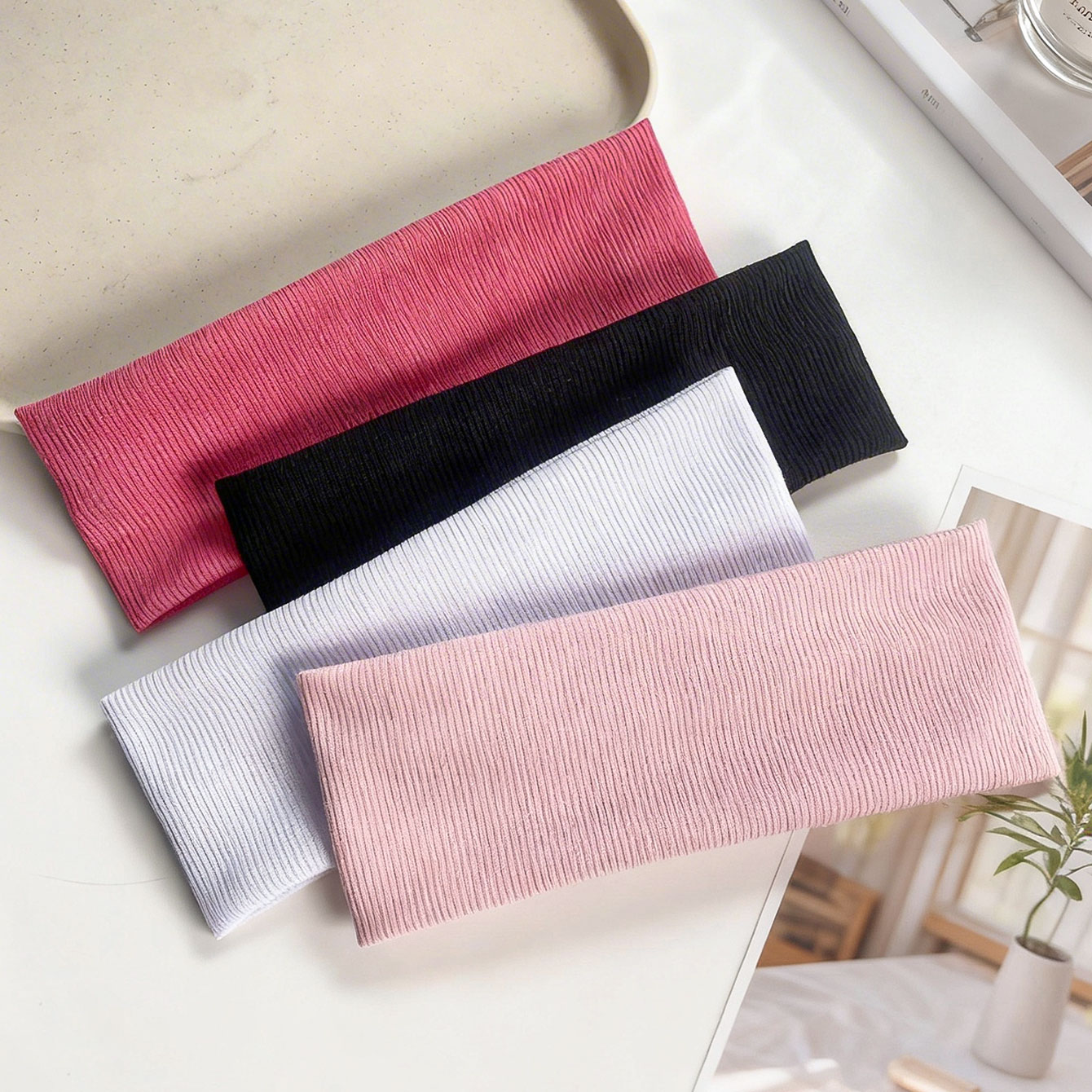 Women'S Yoga Accessories - 4개입 와이드 리브형 탄성 헤어밴드, 여성용