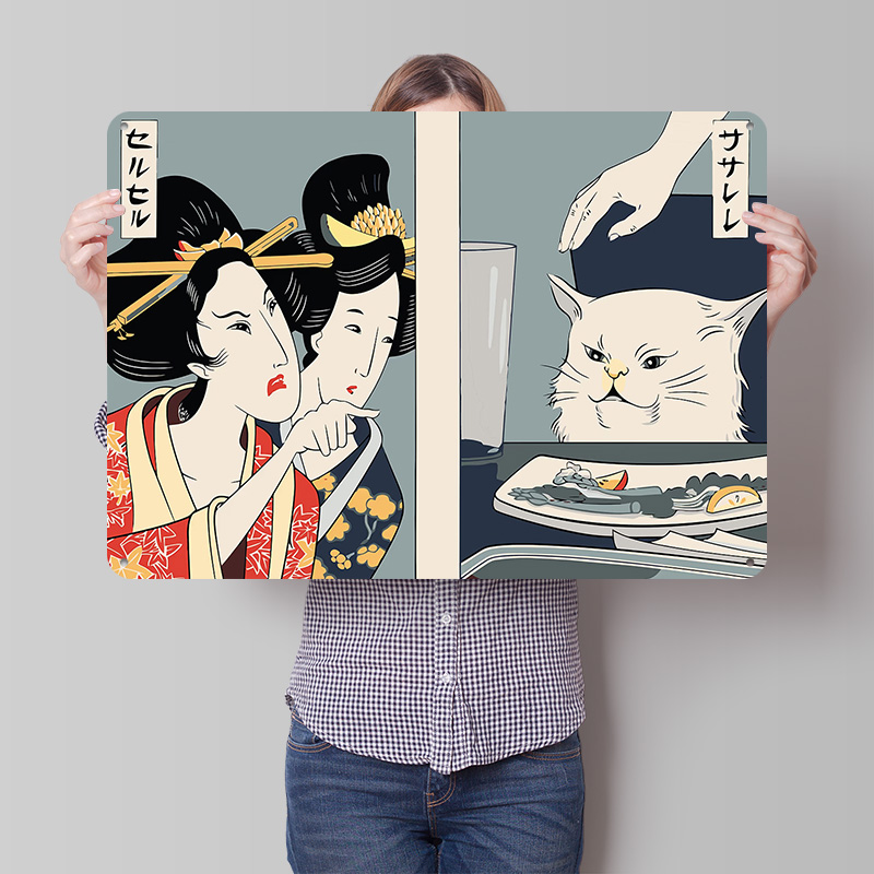 Women Accessories Poster - 고양이에게 소리 지르는 여자 3D 프린팅