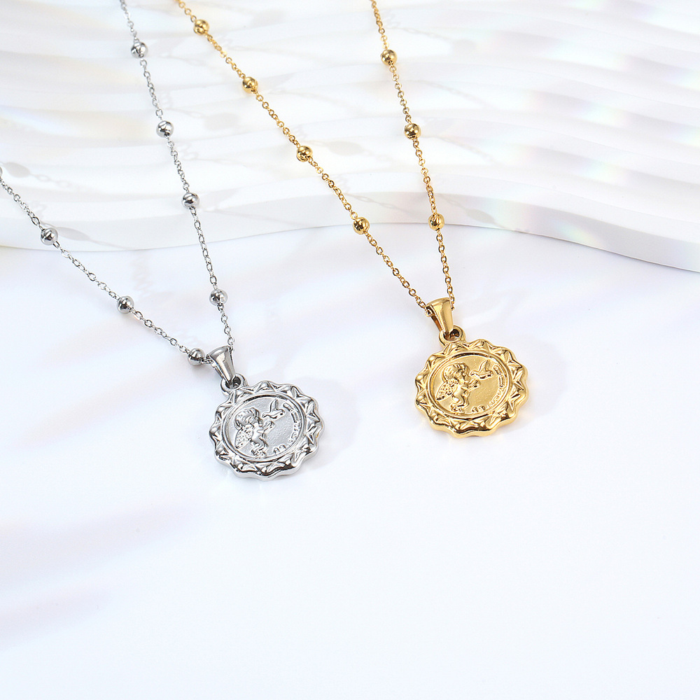 Coin Necklace Delicate - 여성용 섬세한 천사 큐피드 코인 펜던트