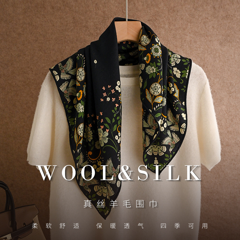 2027 럭셔리 브랜드 여성용 울 실크 블랙 플로럴 스 - Accessories Brand For Women 리뷰 및 가격