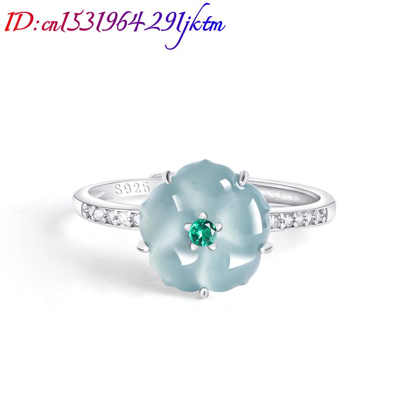 블루 버마산 경옥 꽃 반지 925 실버 천연 버마산 경 - Women Accessories Gift 리뷰 및 가격