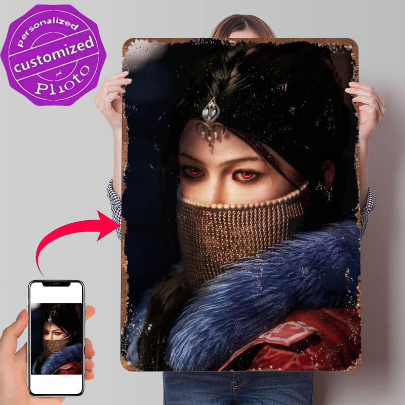 붉은 눈을 가진 신비한 여인 양철 포스터 맞춤형 벽 예 - Women Accessories Poster 리뷰 및 가격