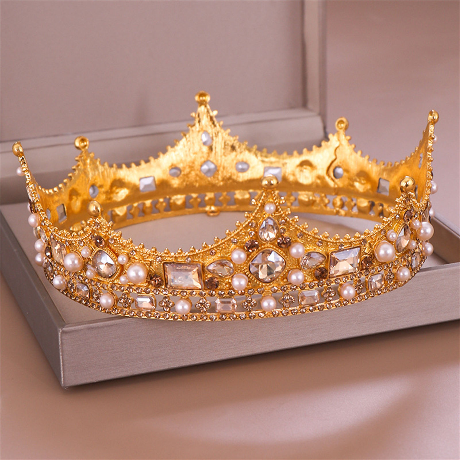 합금 크라운 티아라 레트로 신부 라인스톤 라운드 크라운 - Women'S Wedding Accessories 리뷰 및 가격