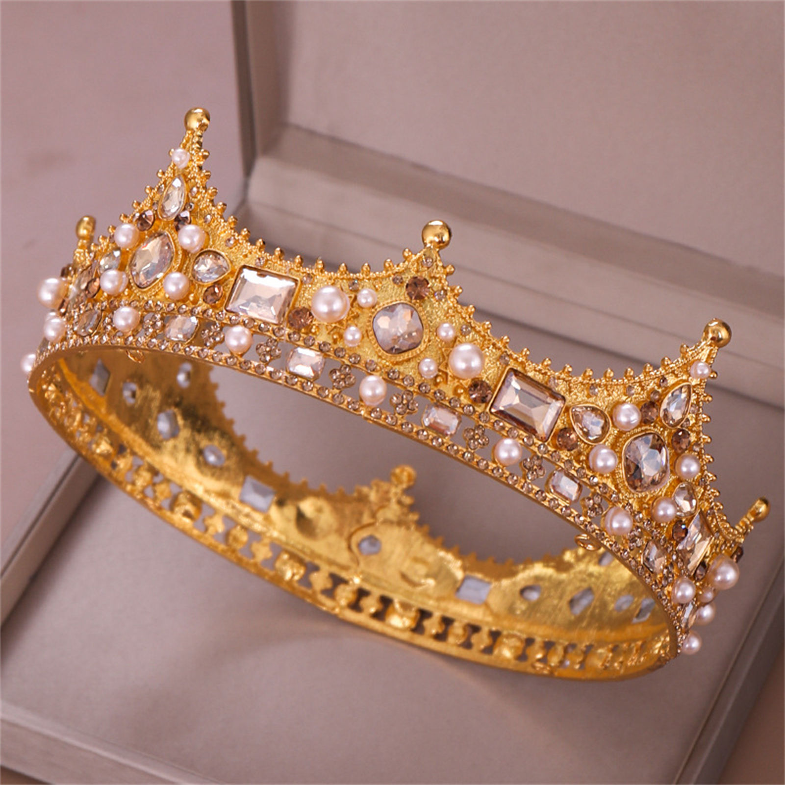 합금 크라운 티아라 레트로 신부 라인스톤 라운드 크라운 - Women'S Wedding Accessories 리뷰 및 가격