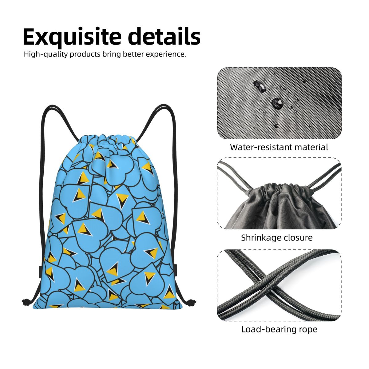 세인트 루시아 국가 국기 사랑을 담은 드로스트링 백팩  - Women Accessories Poster 리뷰 및 가격