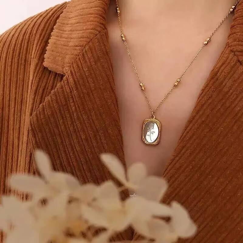 스테인리스 스틸 패션 장미꽃 섬세한 여성용 코인 태그  - Coin Necklace Delicate 리뷰 및 가격